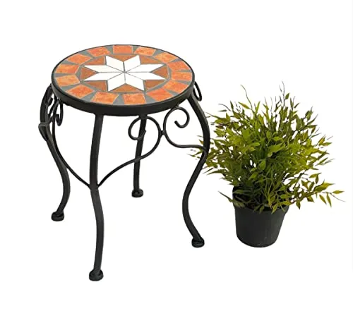 DanDiBo Blumenhocker Mosaik Rund 27 cm - Beistelltisch aus stabilem Metall mit dekorativer Steinmosaik-Ablage, ideal für Pflanzen oder als stilvollen Tisch im Wohnzimmer.