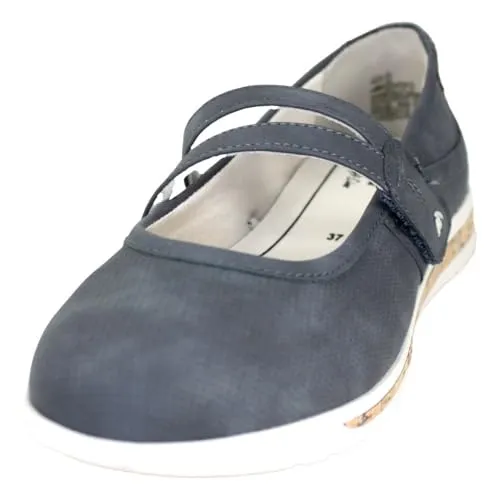 Jana Damen Ballerinas Vegan mit Klettverschluss, Blau (Navy) 37 EU - Hausschuhe in H-Weite, perfekt für breite Füße. 100% vegan aus hochwertigen Materialien, stilvoll und bequem für jeden Anlass.