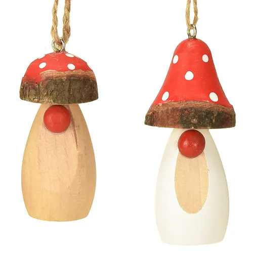 Pilz Deko Hängend Holz Weiß Braun Sortiert 6,5/8cm 8 Stück
