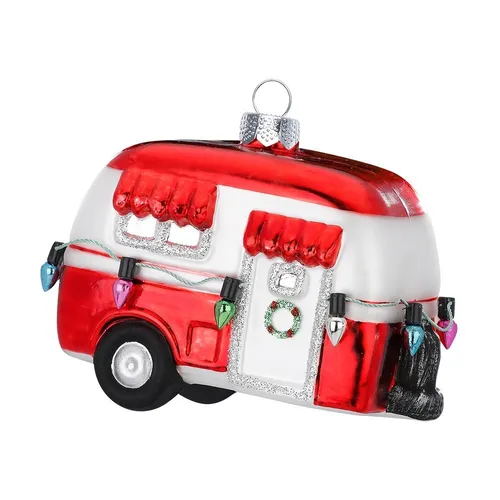 Christbaumschmuck Wohnwagen 9.5cm Weihnachtskugel Weihnachtsbaumfigur Figur Glas