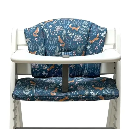 Blausberg Baby - Sitzkissen Set Hauck Alpha, Beta Polster Zubehör Hochstuhl - Sitzauflage 100% Baumwolle, Oeko-TEX Standard 100 - Made in Germany Fuchs Blau
