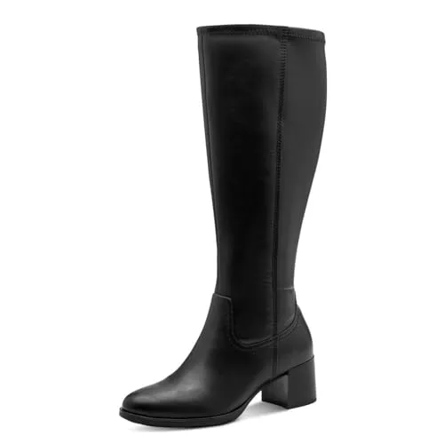 Jana Damen Stiefel mit Blockabsatz Vegan, Schwarz (Black), 39 EU
