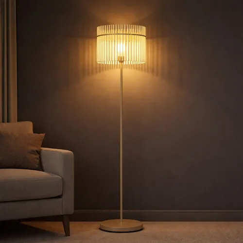 GLOBO Lighting Stehleuchte GORLEY - Beige, 152 cm - Stilvolle Stehleuchte GORLEY aus Metall und satiniertem Glas, 152 cm hoch. Ideal für gemütliche Lichtverhältnisse in Wohnzimmer oder Leseecken. Mit praktischem Fußschalter für einfachen Betrieb.