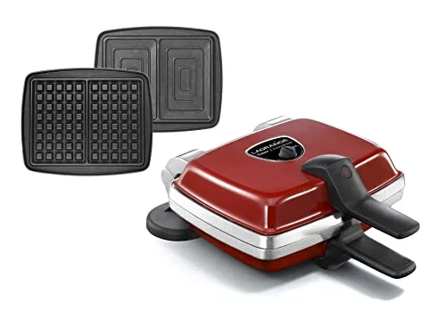 LAGRANGE Waffeleisen Super 2, antihaftbeschichtet, Rot (Waffelplatten + Sandwich)