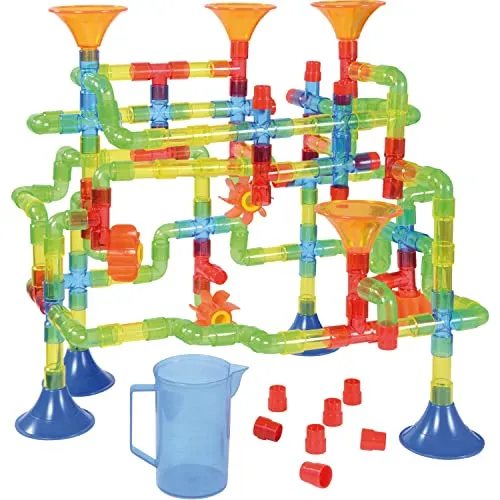 EDUPLAY Wasserbahn-Set, 151-tlg. - Wasserstraßen Spielset für kreatives Spielen, fördert die Motorik und das Verständnis für Wasserbewegungen.