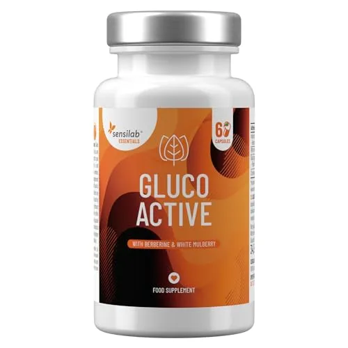 Gluco Formula mit Berberin, Chrom und weißer Maulbeere, Vegan, 60 Kapseln, Essentials Gluco Active von Sensilab