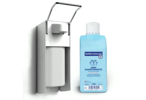 Horn Medical Horn Medical Wandspender mit 500ml Sterillium classic pure Hand-Desinfektionsmittel (Spar-Set, [- bekannt & bewährt einfache Bedienung, schneller Flaschenwechsel)