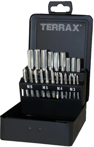 Ruko Terrax HSS Gewindebohrersatz 21-tlg. M3 - M12 - Werkzeug-Set mit metrischen Gewindebohrern, ideal für präzise Gewindeschneidarbeiten in Metall und Kunststoff.