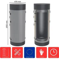 Heizungs-Pufferspeicher 80 Liter HP-0-80 Standspeicher Heizkreis Pufferspeicher - Grau