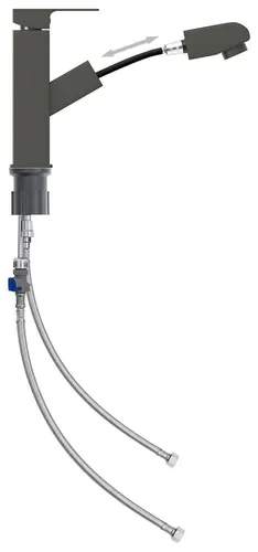 vidaXL Waschbeckenarmatur mit Herausziehbarer Brause Grau 157x172 mm - Moderne Waschtischarmatur mit Ausziehbrause für flexibles Arbeiten im Bad. Robuste Messingkonstruktion und 360° Schwenkbereich sorgen für hohen Komfort und Langlebigkeit. Ideal für jeden Haushalt.