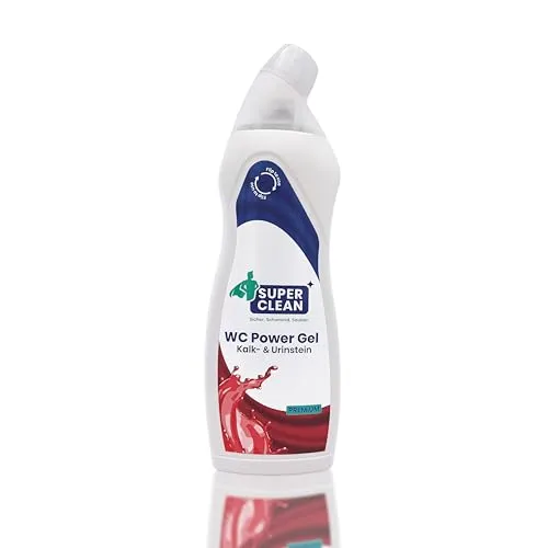 SUPER CLEAN WC POWER GEL 1 x 750 ml – Premium WC Reiniger gegen Kalk & Urinstein – Haftendes WC Gel mit Kirschduft – Schonend & ohne GHS-Kennzeichnung – Made in Germany