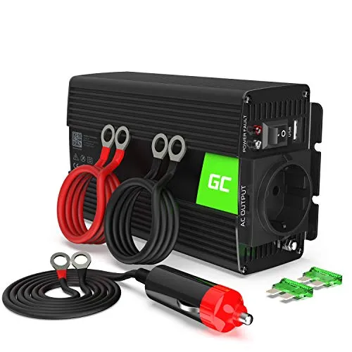 Green Cell 500W/1000W Sine Wave Wechselrichter - Wechselrichter für Fahrzeuge mit 500W Dauerleistung und 1000W Spitzenleistung. Ideal, um 230V-Geräte über eine 12V Batterie zu betreiben. Mit USB-Anschluss für mobiles Laden und umfassenden Sicherheitsfunktionen.