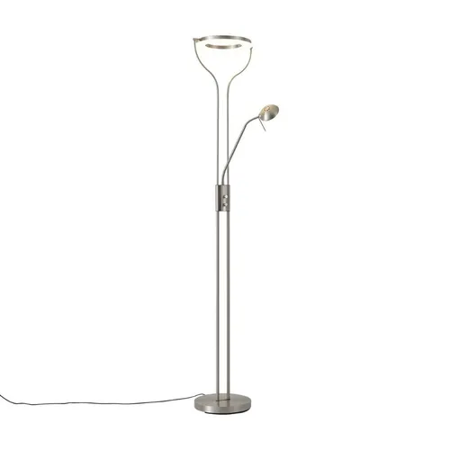 Qazqa Stehlampe Divo – Moderne LED-Stehleuchte mit Leselicht - Die Divo Stehlampe vereint modernes Design mit Funktionalität. Mit zusätzlichem Leselicht und dimmbaren LEDs sorgt sie für gemütliche Lichtverhältnisse – ideal für entspannte Lesestunden.