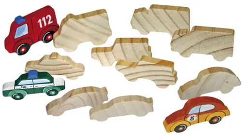EDUPLAY 210-056 Holzfiguren Fahrzeuge, natur, 12-teilig (1 Set)