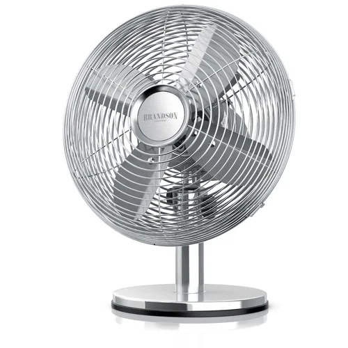 Brandson 30W Tischventilator Retro - Ventilator mit 3 Geschwindigkeiten und 80° Oszillation, modernes Chrom-Design, ideal für Zuhause oder Büro, leise mit nur 50 dB(A)