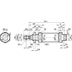 Norgren IMI RM/8025/M/100 Rundzylinder 100mm - Kolbenstangenzylinder mit einer Hublänge von 100mm, optimal für präzise Bewegungen in Automatisierungsanwendungen.