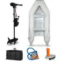 EBERTH Elektroboot Schlauchboot mit Motor für 4+1 Personen - Schlauchboot mit 60 LBS Schubkraft, ideal für Angelwochenenden oder Familienausflüge. FÜHRERSCHEINFREI und schnell in 12 Minuten aufgebaut!