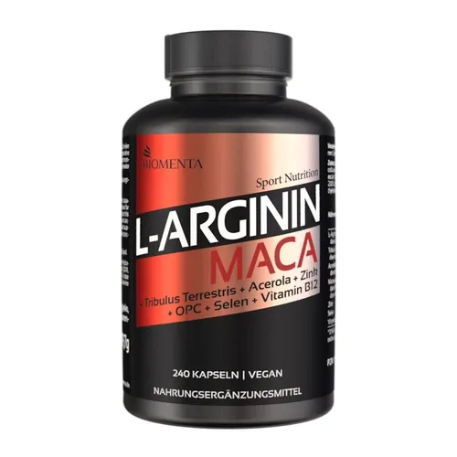 Produktbild [100,10€/1kg] L-Arginin Maca OPC Tribulus Terrestris Vit.C BIOMENTA 240St. vegan