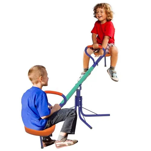 Kinderwippe 360° drehbar - 2-Sitzer Gartenwippe bis 90kg - Bunte Gartenwippe für 2 Kinder, drehbar und stabil. Perfekt für unvergessliche Spielstunden im Freien. Ideal für Kinder von 3-4 Jahren.