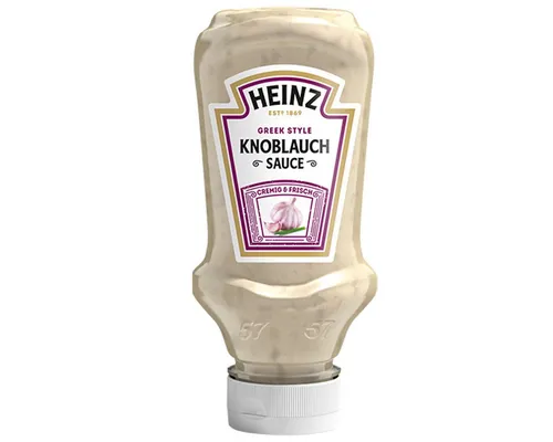 Heinz Sauce Knoblauch - Barbecuesauce mit 3% echtem Knoblauch für intensiven Geschmack, ideal zum Grillen und Verfeinern von Gerichten.