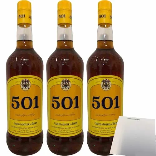 Carlos y Javier de Terry 501 30% 3er Pack (3x1l Flasche Brandy aus Spanien) + usy Block