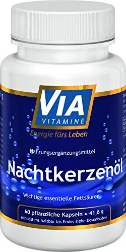 Produktbild Nachtkerzenöl 500mg 60 Kapseln Linolensäure, Gamma Linolensäure GLA, natürliches Vitamin E, Alpha Linolensäure, kaltgepresst, Premiumqualität aus Deutschland