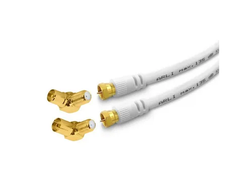ARLI TV-Kabel, F Winkeladapter, F Winkel (300 cm), 3m TV Winkel Anschlusskabel HD vergoldet 135 dB IEC Adapter Kabel