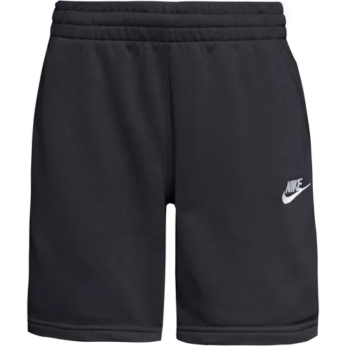 Nike NSW Club Shorts Jungen in black-white, Größe 128/134 - Bequeme Sweatshorts für Kinder mit elastischem Bund und Kordelzug. Ideal für Freizeitaktivitäten und sportliche Einsätze. Seitliche Taschen bieten praktischen Stauraum.