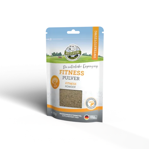 Bellfor Fitnesspulver für Hunde 250 g – Hochwertiges Ergänzungsfuttermittel - OPTIMALE NÄHRSTOFFE FÜR AKTIVE HUNDE - Mit hochwertigem Insektenprotein und natürlichen Chiasamen zur Unterstützung der Energieversorgung. Ideal für Hunde mit erhöhtem Energiebedarf beim Training oder Spiel.