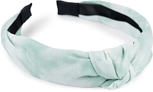 styleBREAKER Damen Stoff Haarreif mit buntem Batik Farbverlauf Muster, Twist Knoten, Headband, Haarschmuck 04027046, Farbe:Mint-Weiß