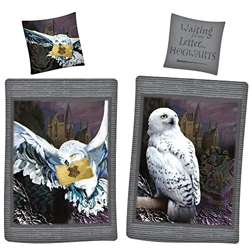 Harry Potter Bettwäsche Eule Hedwig 135x200 cm - Bettwäsche für Kinder und Jugendliche aus 100% Baumwolle, wendbar und mit ÖKO-TEX STANDARD 100, ideal für zauberhafte Träume!