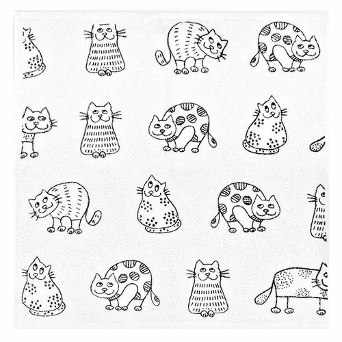 Geschirrtuch 50 x 50 cm Frottee Frottier Tuch Küchentuch Katzenreihe Weiß Kracht