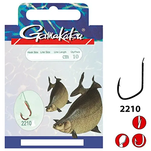 Brassen - Haken Gamakatsu Vorfachhaken Gr. 4 / Ø 0,22mm Farbe: BLAU 60cm Hakenform: 2210S