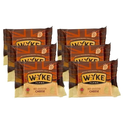 Food-United LEICESTER-RED-KÄSE 6x200g Stück von WYKE Farms mature Leicestershire cheese Cheddar Alternative englischer Hartkäse 10 Monate gereift perfekt zu Burger Sandwich Fondue Käseplatten Gratin