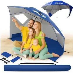 ZOLTA Strandzelt Sonnenschirm XXL 2in1 in schwarz von SANDOS