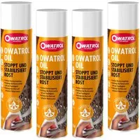 OWATROL OIL Spray Rostschutz Öl 4 x 0,3L - Rostschutzgrund für Metall, bietet maximale Kriechfähigkeit und konserviert rostige Oberflächen, ideal für die Vorbereitung auf Lackanstriche.