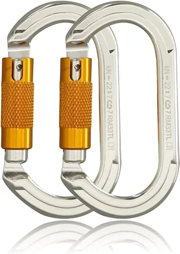 SOB Karabiner Klettern Karabinerhaken aus Aluminium Schlüsselanhänger 22 KN-Karabinerhaken für hohe Beanspruchung mit Schraubsicherung zum Klettern Abseilen Hängematten