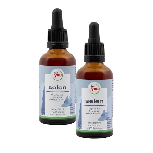 for you selen Tropfen Doppelpack - Mit Milchsäure für die ideale Aufnahme - 220µg Natriumselenit davon 100µg Bioaktives Selen pro 2 TROPFEN - hohe Bioaktivität - laborgeprüfter Premium-Wirkstoff