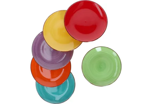 MamboCat Frühstücksteller 6er Set - Bunte Dessert- und Kuchenteller - Frühstücksteller aus robustem Steingut, ideal für stilvolle Tischdekoration und vielseitige Nutzung bei jedem Anlass.