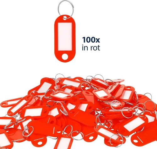 WESTCOTT Schlüsselanhänger mit Ring rot 100er Pack