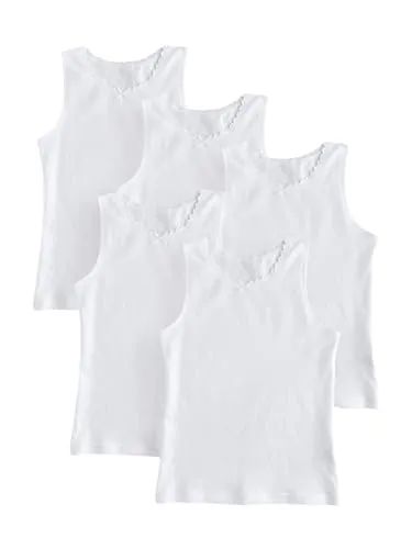 NEXT Mädchen Trägertops mit Spitze, 5er-Pack Weiß 86-92