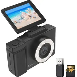 1080P-Digitalkamera fuer Kinder, digitale Videokamera, 48 MP, 2,8 Zoll, drehbarer IPS-Bildschirm, Autofokus, 16-facher Zoom mit LED-Fuelllicht, 32 ... - Schwarz