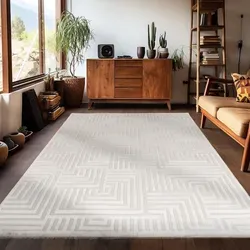 Carpetsale24 Boho Teppich Wohnzimmer Modern Skandinavische Stil Einfarbig Design Uni Teppich Schlafzimmer, Grösse: 280x370 cm - Creme