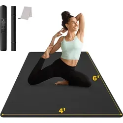 CAMBIVO Yogamatte XXL, Yoga Matte 183cm x 122cm Groß,6/8/10/12mm Extra-DickE Fitnessmatte, Breite Sportmatte Rutschfest, TPE Pilatesmatte Gymnas... - Schwarz