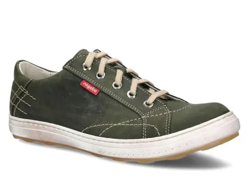 nagaba - Sneaker Herren - Halbschuhe Herren - Echtleder - Flache Schuhe, Sportschuhe, Bequeme Schnürschuhe, für Herbst, Frühling - Lederschuhe für Männer, Jungs - Modell 410 - Khaki - 44
