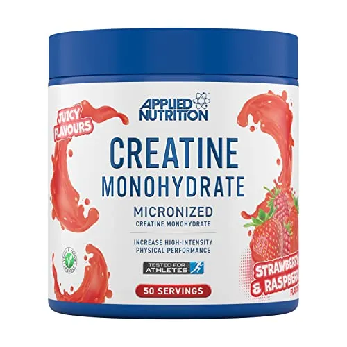 Applied Nutrition Creatin Monohydrat Pulver – Pro Dosis 5 g 100% Reines Mikronisiertes Kreatin Monohydrat Pulver (250g (Pack of 1), Strawberry & Raspberry)