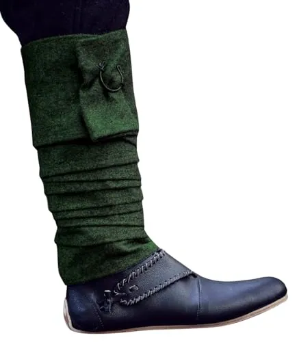 Leonardo Carbone® Herren Wadenwickel Karl | Robuster Halt | Perfekt Für LARP | Karneval, Halloween, Cosplay, LARP, Wikinger, Mittelalter, Kostüm, Accessoire | Wolle Grün