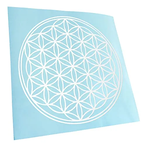 Kiwistar - Autoaufkleber - Weiß - 10x10cm Blume des Lebens Baum Aufkleber für Auto, Laptop, Fahrrad, LKW, Motorrad mehrfarbig JDM Decal Racing