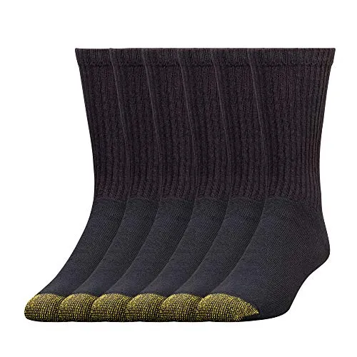 Gold Toe Herren 656s Cotton Crew Socken, Mehrere Paar Athletic-socks, Schwarz (6 Paar), L EU