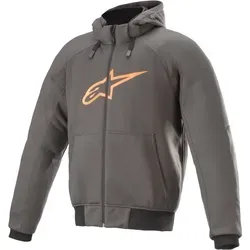 Alpinestars Chrome Sport Motorrad Hoodie, grau-orange, Größe L - Motorradjacke mit Aramidverstärkung an Schulter, Ellenbogen und Rücken, ideal für Sicherheit und Stil auf der Straße.